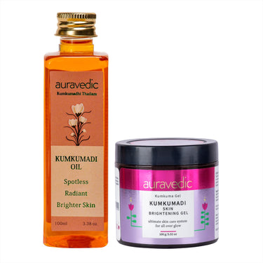 Auravedic Kumkumadi Brightening Gel And Kumkumadi Tailam Kumkumadi Face Oil For Glowing Skin Kumkumadi Gel 100 Gms With Kumkumadi Oil 100 ml Day And Night Combo